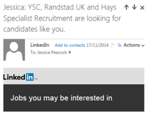LinkedIn email. New people to talk to! (Peacock, 2015)